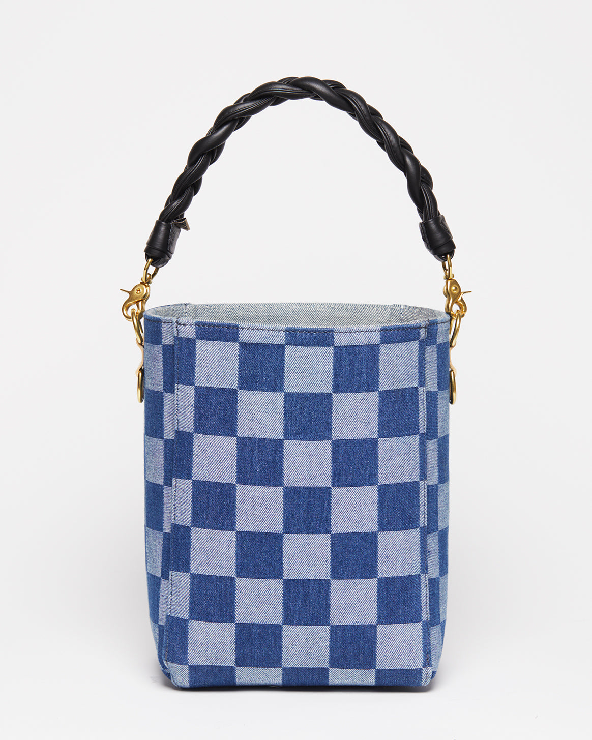 Checkerboard Denim / Black French Braid